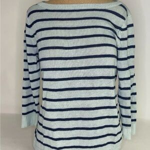 Talbots Women's 3/4 Sleeve Striped Sweater Small Petite